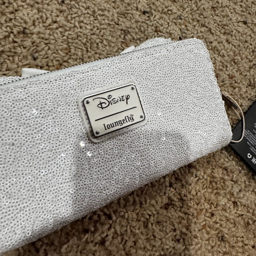 Loungefly Sparkling White Sequin Wallet with Bow - Picture 4 of 5